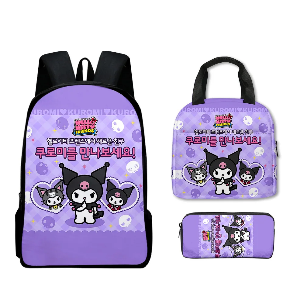 Kuromi Backpack with Lunch Box and with Pencil Box