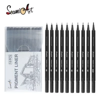 SeamiArt 10pcs Black Pigment Liner Needle Waterproof Drawing Pen For Sketch Watercolor Drawing Needle And Brush Tip 1