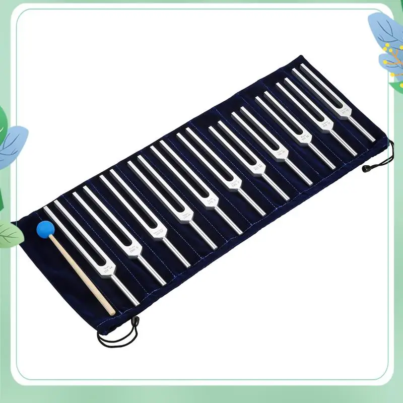 SYDS Tuning Fork Set, 11 Tuning Forks For Healing, Sound Therapy, With Silicone Hammer Cleaning Cloth And Bag