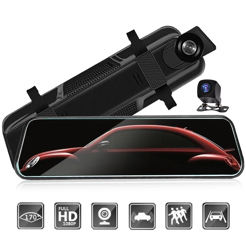 Dvr 10 Inch Dash Cam Monitor For Car Camera Dual Lens 1080p Full Screen