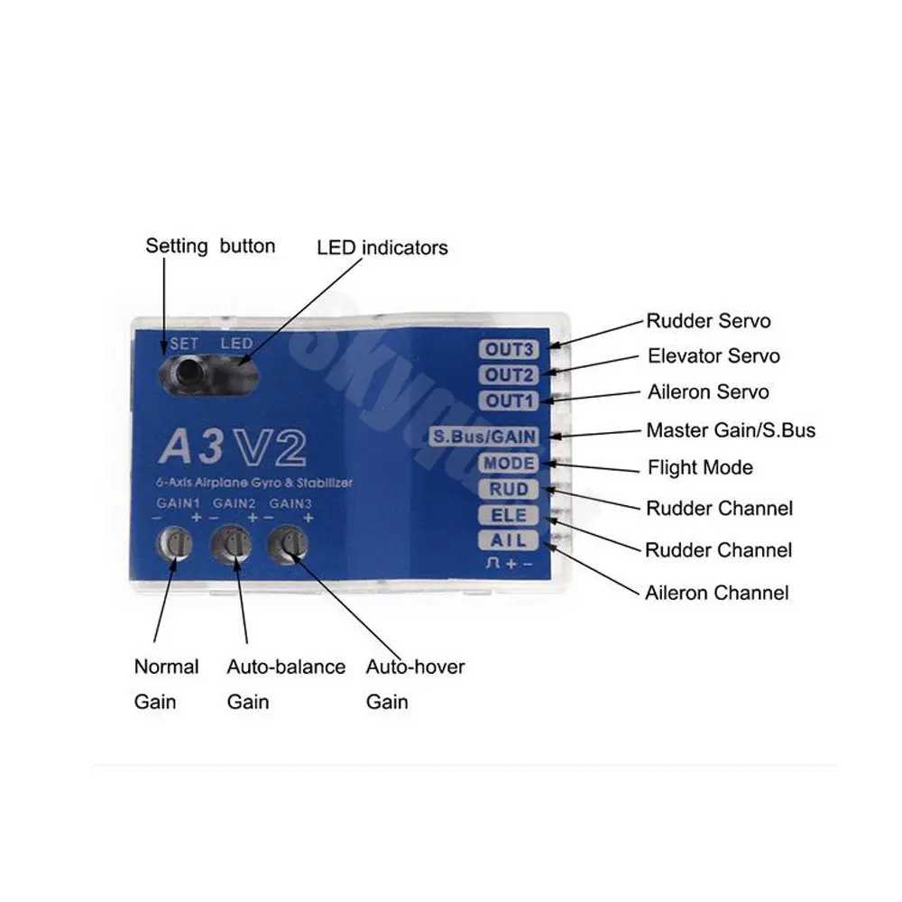 High-quality Axis Gyro A3 V2 Aeroplane Flight Controller Stabilizer