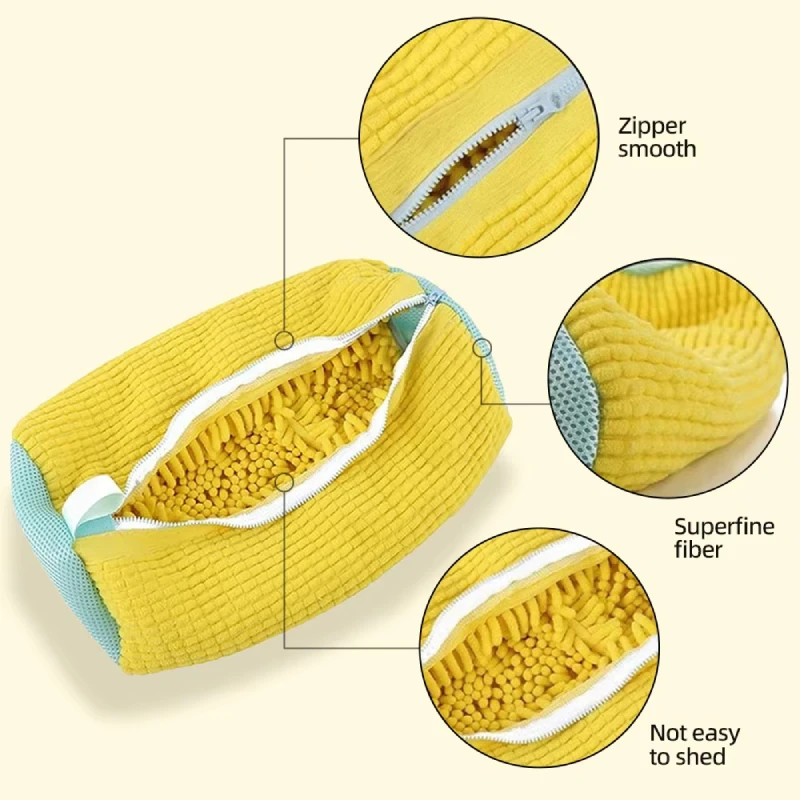 1 2pcs Shoe Washing Machine Bag Padded Net Laundry Shoes Protector Fluffy fibers Polyester Sneaker Friendly Washing Drying Bags shoe washing bag