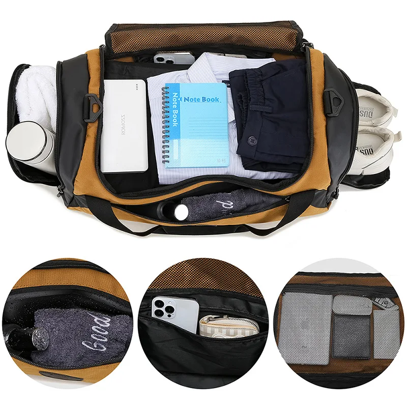 BWBW Men's Travel Bag Large Capacity Handbag Shoulder Bag Casual Crossbody Luggage Wet and Dry Separation Sports Fitness