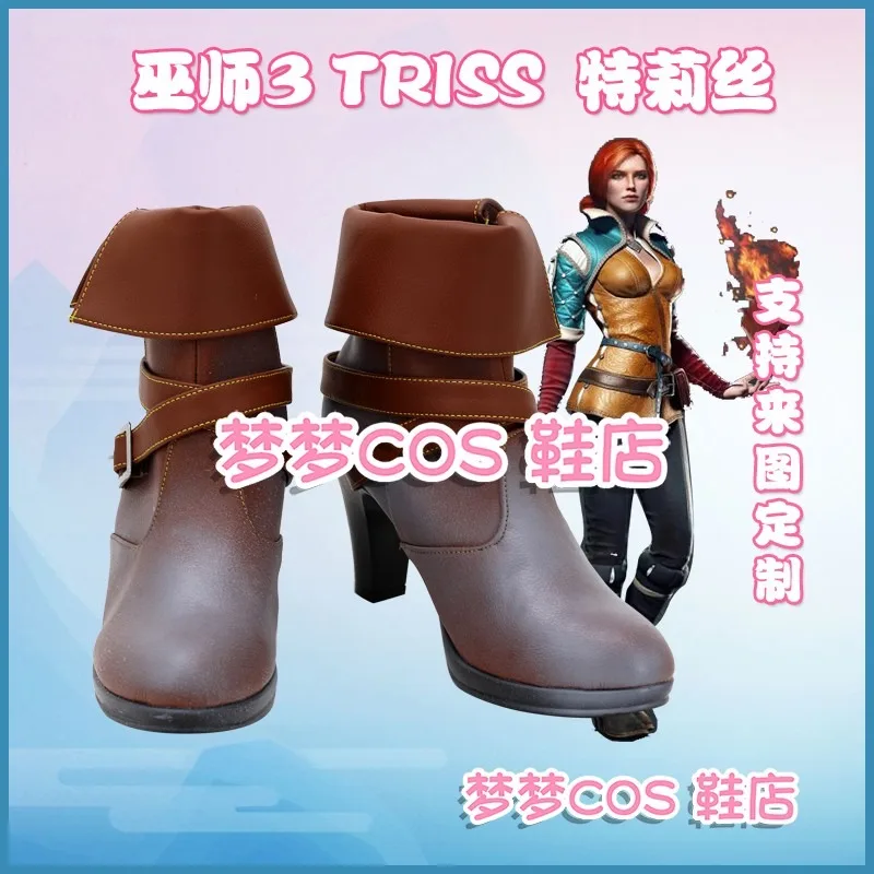 The Witcher 3 Wild Hunt Triss Merigold Cosplay Costume Scarpe Stivali Fatti A Mano In Ecopelle