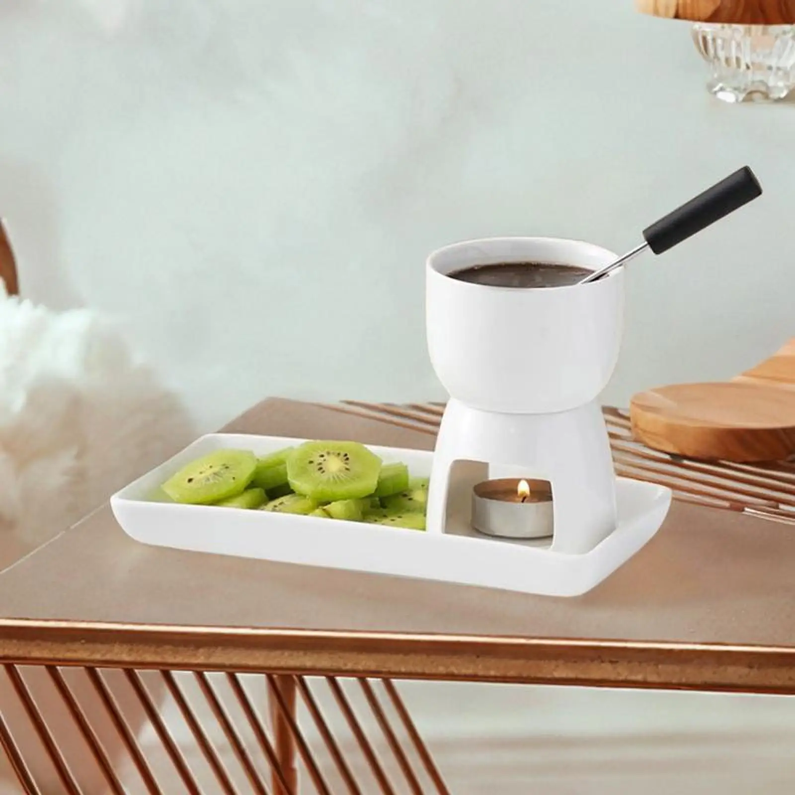 4 Pieces Chocolate Fondue Pot Set Chocolate Melter Snack Cookware Melting Mug Dinner Candy Dining Butter Melt Pot Fondue Set