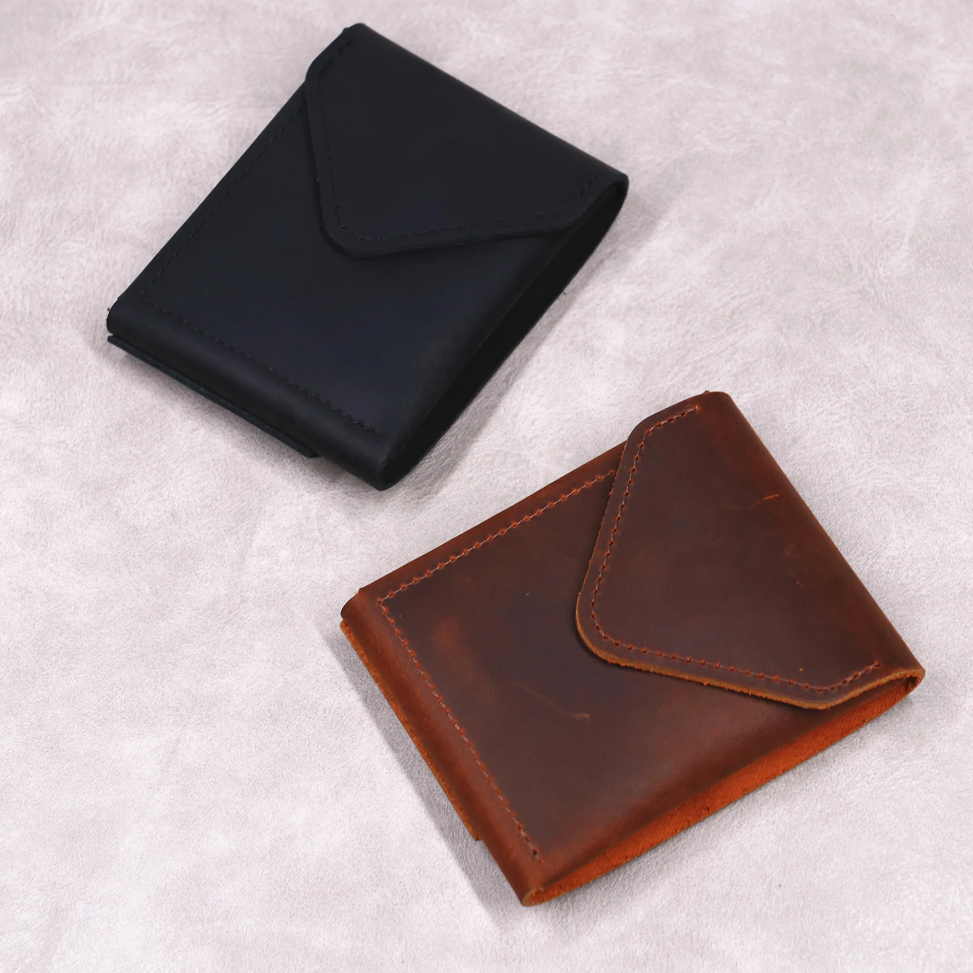 (Fit For Euro) Echtleder-Geldbörse für Herren, Vintage-Rindsleder, schlanke Herren-Geldbörse, Kartenhalter mit Klappe und Magnetverschluss – Detail 1
