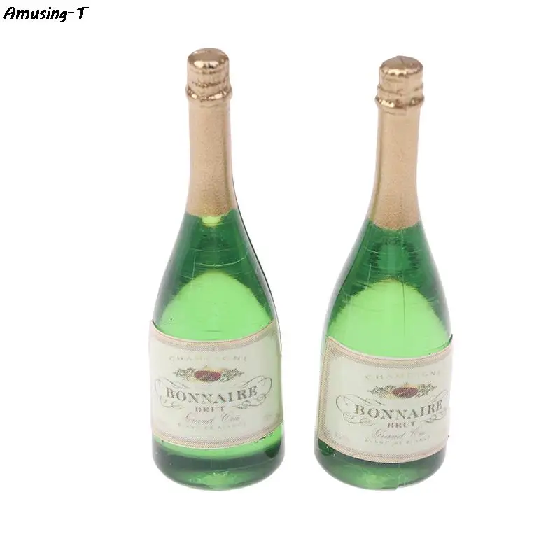2pc Dollhouse Miniature Wine Drink mini Dollhouse Vitreous Champagne Bottles Glass Liquor Bottles For Dolls Kitchen Toy doll house toys,kitchen toys,pretend kitchen toys