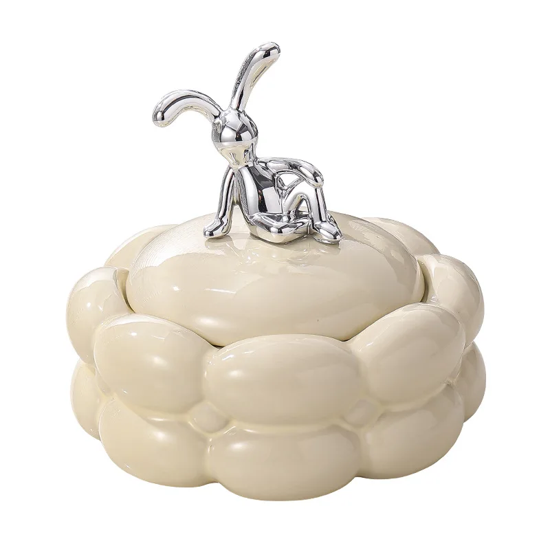 Cream Wind Ashtray Household Living Room Luxury High-grade Sense Covered Office Fly Ash-proof Creative Personality Decorations
