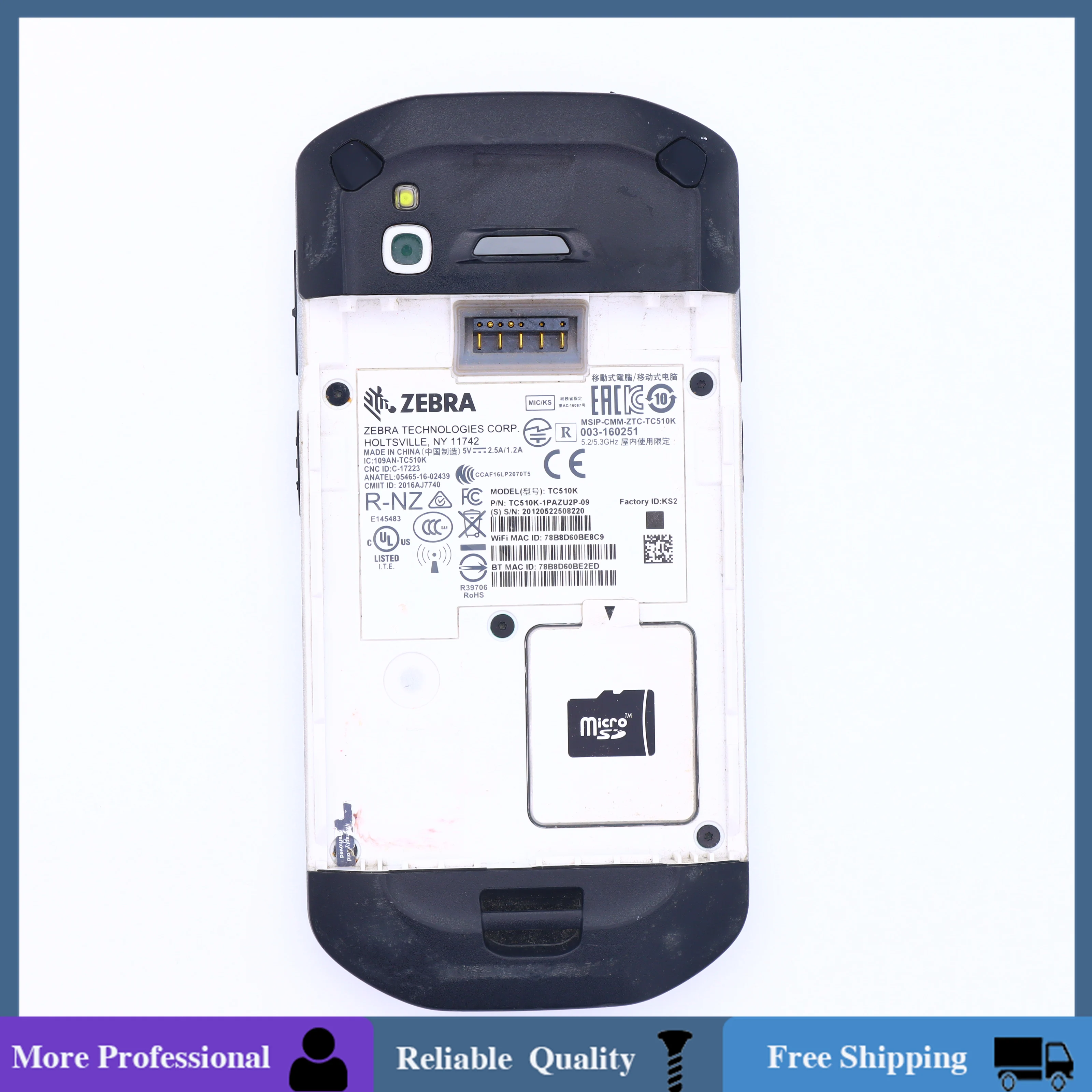 Zebra TC51 TC510K TC510K-1PAZU2P-09 Mobile Computer Android GMS SE4710 Barcode Scanner 2GB RAM/ 16GB FLASH MLC With Battery