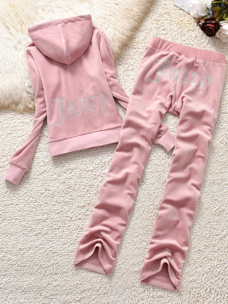 YICIYA Juicy Tracksuit Spring/Fall 2022 Women's Brand Velour Tracksuit Suit Women Velvet Zipper Sweatshirt And Pants Fat Sister