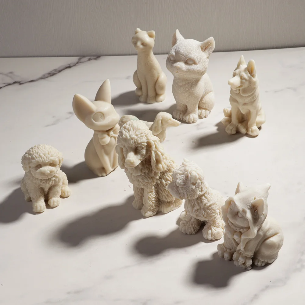 3D Animal Collections Candle Silicone Mould Cute Cats and Dogs Series DIY Handmade Aroma Candle Plaster Molds Home Decor Gifts