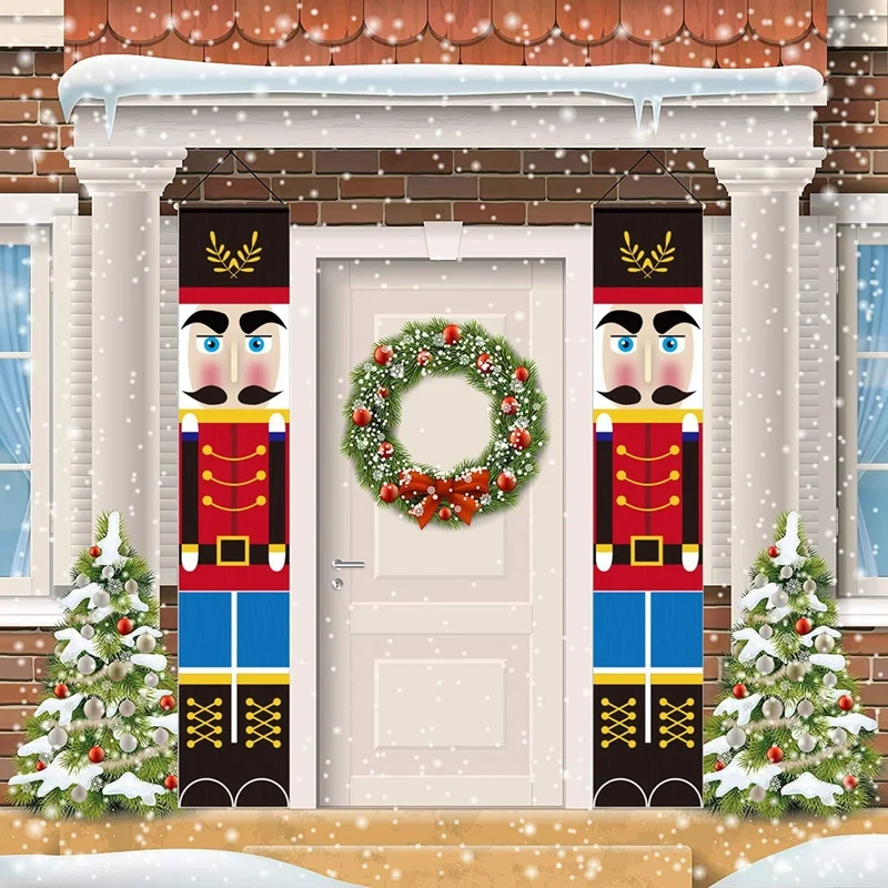 

Merry Christmas Banner Christmas Porch Sign Decorations For Door Or Wall Hanging Nutcracker Banner