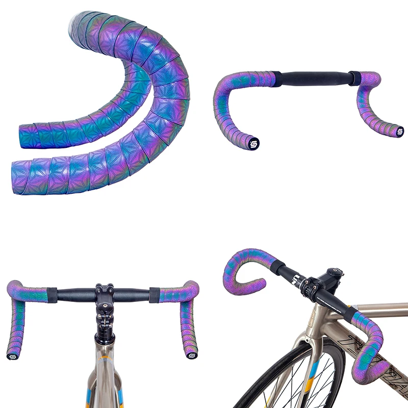 Bicycle Handlebar Tape Road Bike PU + EVA Anti-slip Silicone Reflection Dazzle Grips Cycling Wrap Handle Bar Tape Accessories