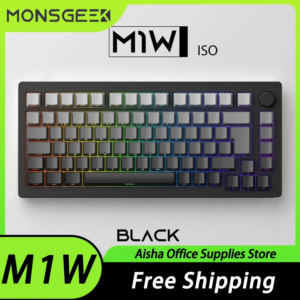 

Механическая клавиатура Monsgeek M1W SP, трехрежимная клавиатура из алюминиевого сплава, многофункциональная ручка, Беспроводная игровая клавиатура RGB, клавиатура для любителей компьютерных игр