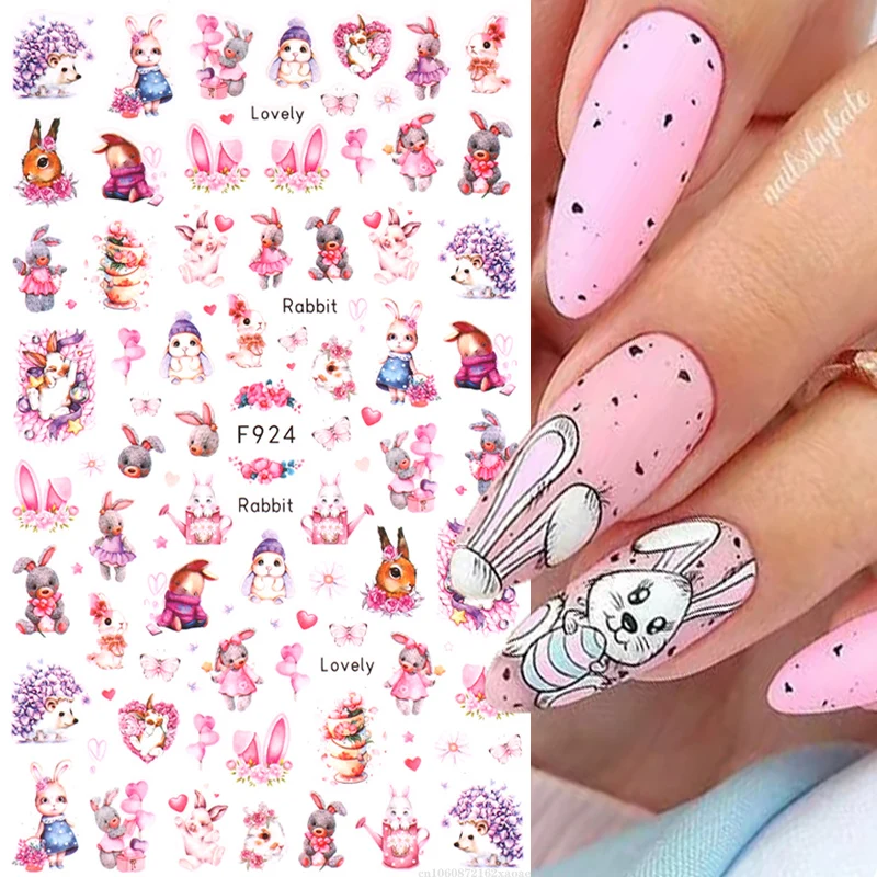 

Кролик, Искусственный Кролик, животные, весенние цветы, Бабочка, счастливые слова, 3D слайдер, аксессуары для маникюра на День святого Валентина