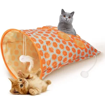 Cats Tunnel Bag Pet Cat Toys Play Tube Kitty Training Interactive Playing Fun Toy Dangling Mouse Crinkle Sounds Tunnel with Ball 2