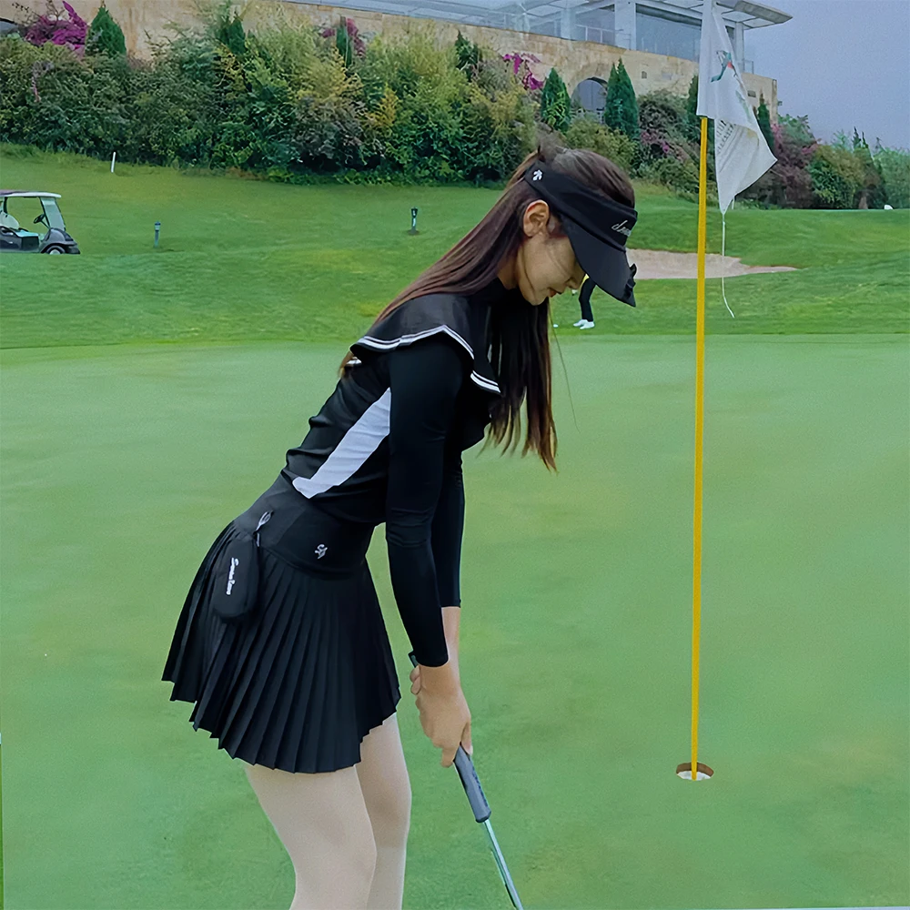 SG ladies golf wear spring and summer long sleeve round neck t-shirt women quick drying breathable sports pleats skort golf set