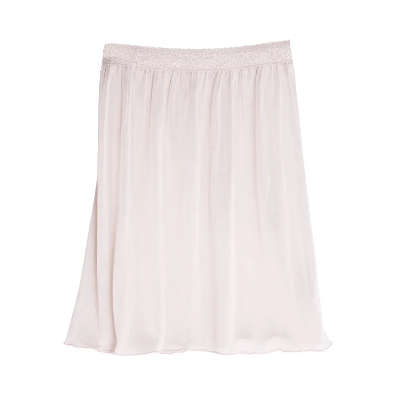 Women's Double-Sided Knitting Silk Slip Skirt with Lace Trim for Summer