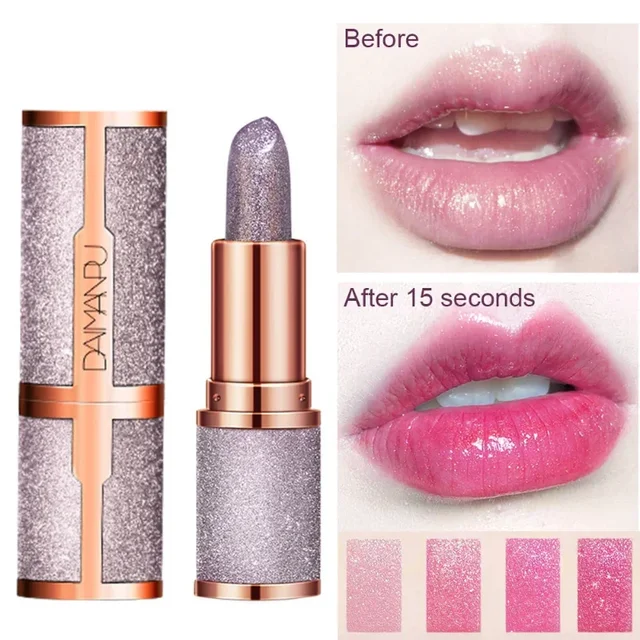 Glitter Lipstick Temperature Color Changing Long Lasting Lip Tint Waterproof Red Pink Sexy Lips Cosmetics Makeup