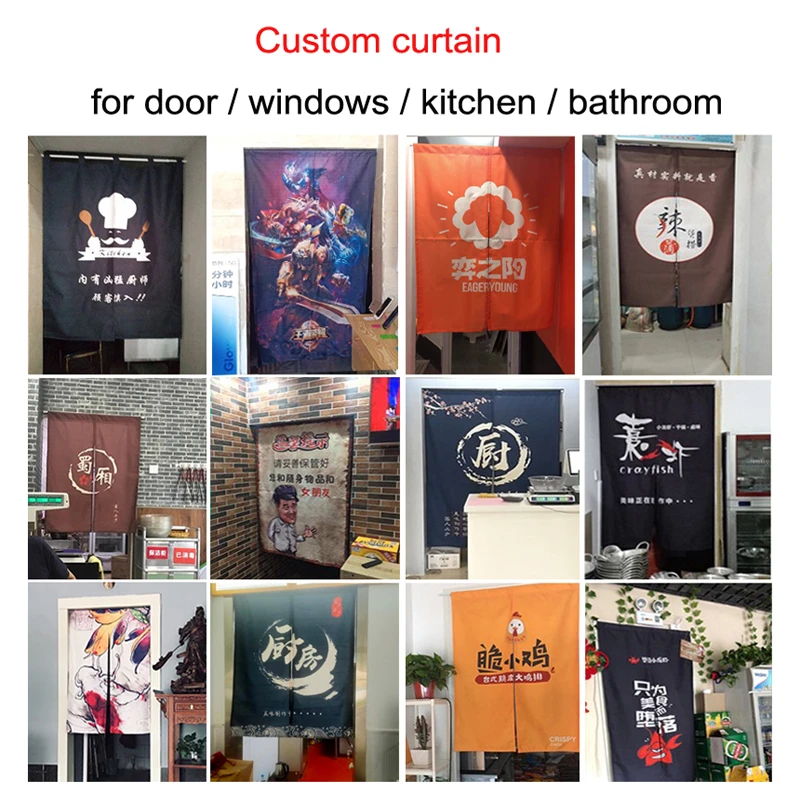 Customize Picture Size Japanese Door Curtain Printed Partition Kitchen Doorway Decorative Drapes Cafe Restaurant Tavern Decor