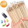 100/50Pcs/set Pencil HB Natural Hexagon Wooden Pencils for Children Painting Drawing Sketch Writing Stationery School Supplies 1