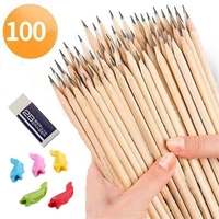 100/50Pcs/set Pencil HB Natural Hexagon Wooden Pencils for Children Painting Drawing Sketch Writing Stationery School Supplies 1