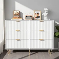 Commode blanche côtelée Comanlai, avec poignées et supports dorés, armoire de rangement, buffet, pour chambre, couloir, entrée 2