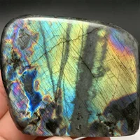Spécimens minéraux de Labradorite de lumière verte jaune naturelle brillante, pierres pour animaux de compagnie bien polies, perles de pierre de Labrador clair bleu violet 1
