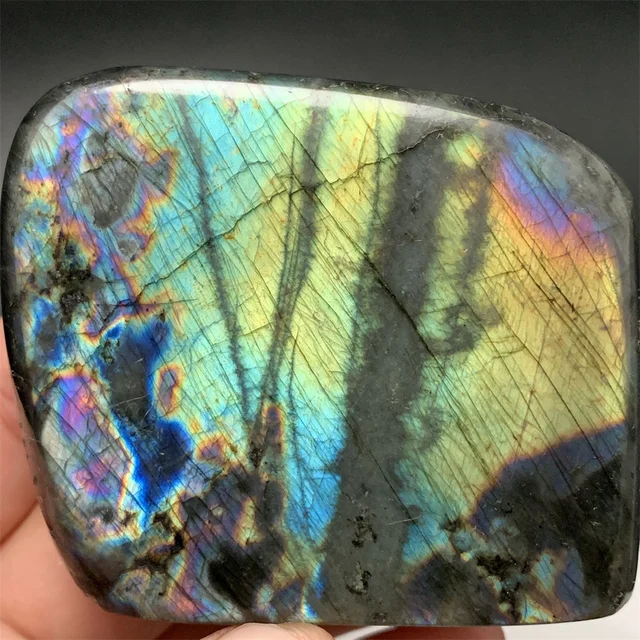 Spécimens minéraux de Labradorite de lumière verte jaune naturelle brillante, pierres pour animaux de compagnie bien polies, perles de pierre de Labrador clair bleu violet 1