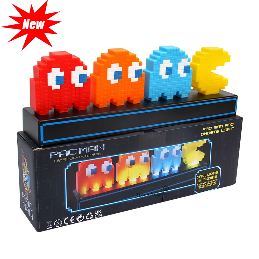 Пиксельный ночсветильник Pac Man светодиодная Иконка игры визуальная иллюзия 3D