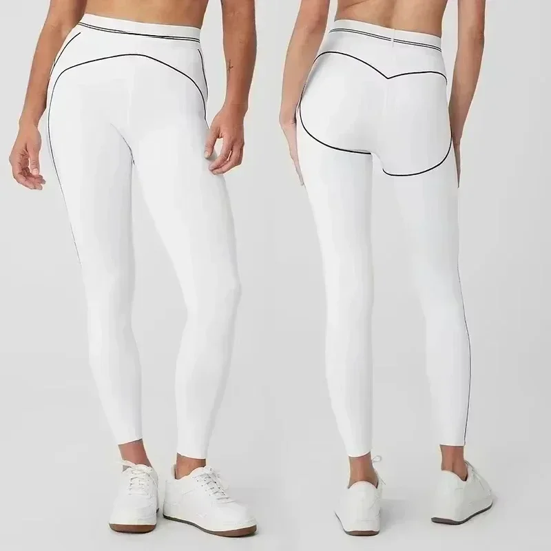 AL Yoga Sports Set Brush High Waist Heart Throb Legging Tight Fitting Sport Bra for Women Slimming Elastic Fitness Running Set 5