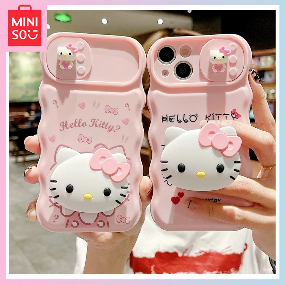 

Новинка 2023 г., милое персонализированное раздвижное окно Miniso Hello Kitty для Iphone14/13Promax, полноразмерная подставка с защитой от падения