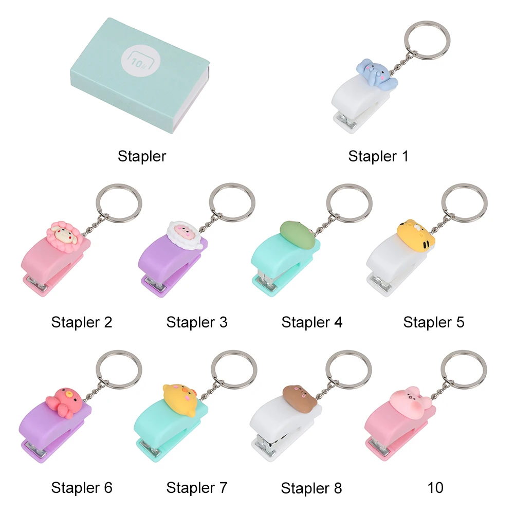 Mini Stapler Set Cute Mini Stapler Portable Cartoon Staples Binding Tools File Organizer Office Stationery School Student Supplies No.10