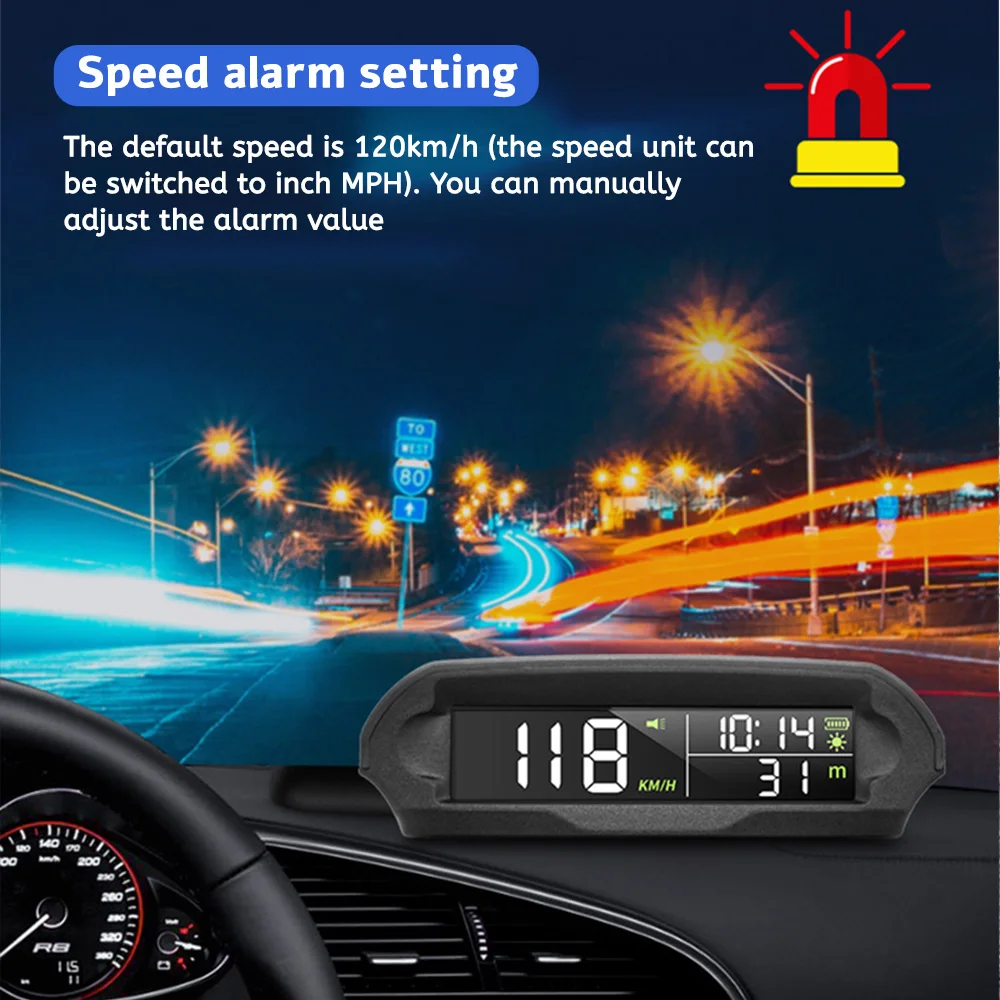 Compteur De Vitesse GPS HUD Universel - Affichage Tête Haute Pour Voiture, Moto, Vélo, Alarme De Survitesse, Kilométrage