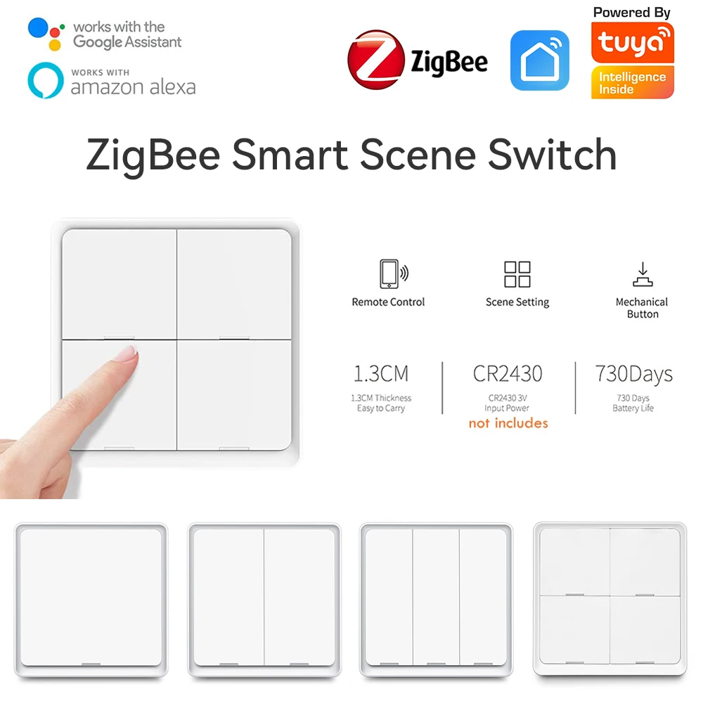 

Tuya Smart ZigBee Wireless 12 Scene Wall Switch Push Button Controller Paste Type Smart Automation Works With Alexa Google Home