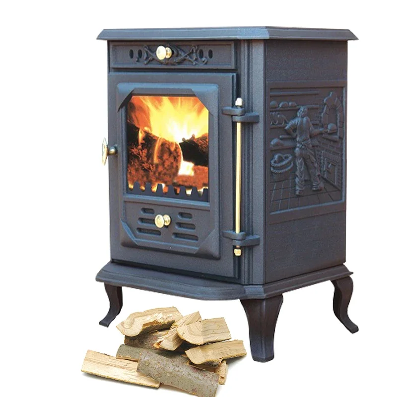 Traditional style cast iron Indoor stove wood burning stove with oven 4