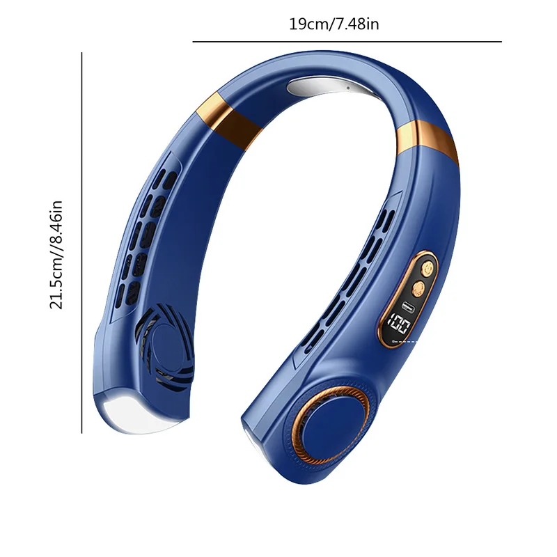 Portable Mini Hanging Neck Fan Digital Display Leafless Mute Electric Fan 4000mAh USB Rechargeable Neck Cooler Air Conditioner 6 Portable Mini Hanging Neck Fan Digital Display Leafless Mute Electric Fan 4000mAh USB Rechargeable Neck Cooler Air Conditioner 6