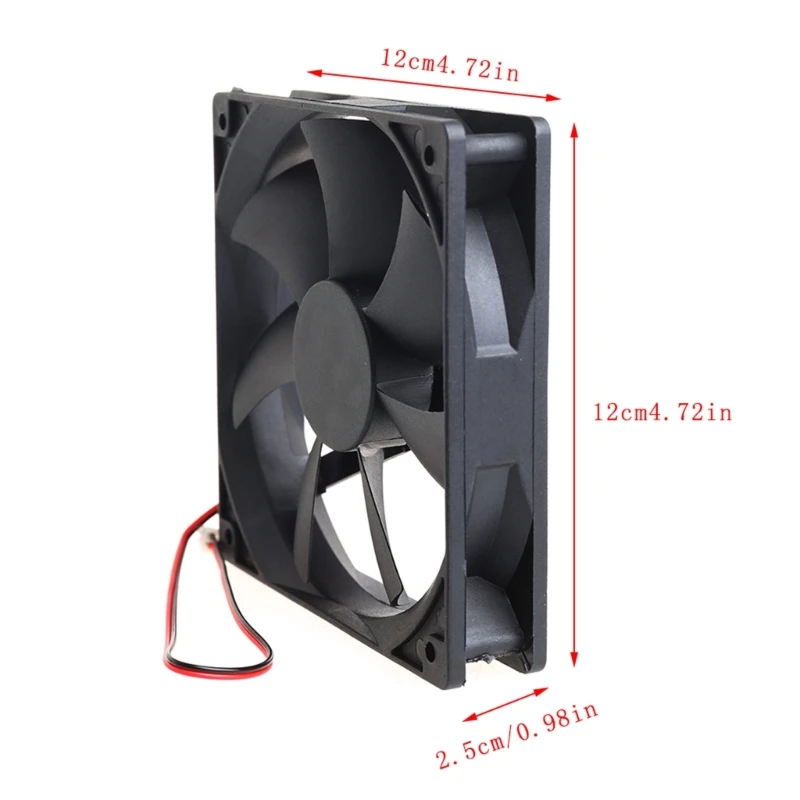 브러시리스 팬용 12cm 120mm 12V 0.25A 2 라인 2핀 커넥터 고속 서버 컴퓨터 섀시 전원 냉각 팬