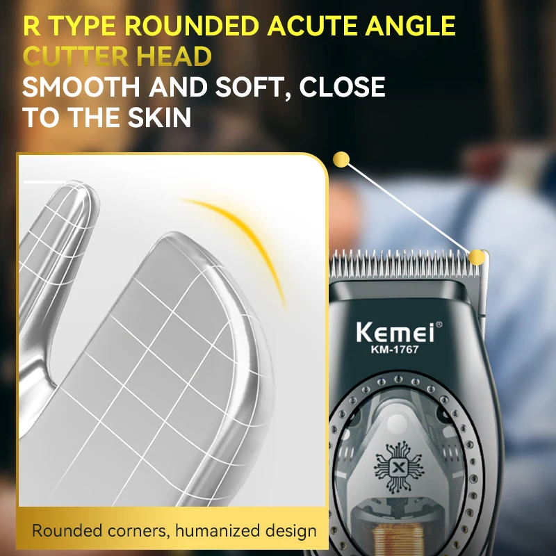 Kemei Trimmer Professional Hair Trimmer DLC Blade Haircut Machine 9000 RPM Magnet Motor Trimmer Electric Clipper for Men KM-1767 5