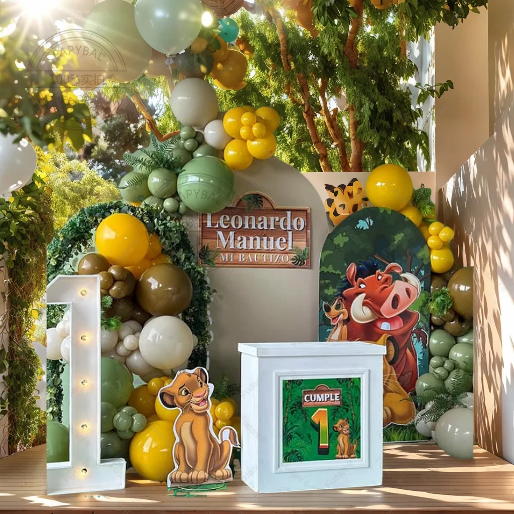 86pcs Cartonn Lion King Themed Party Balloon Arch Kit Yellow Green