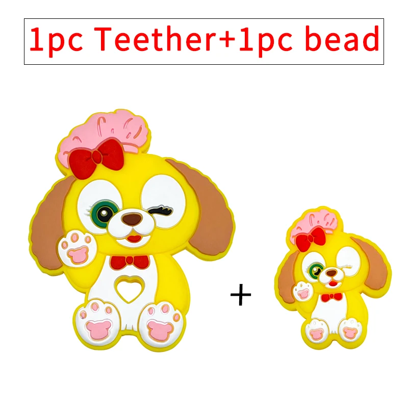 Teething Toys 2pcs Silicone New Disney Teething Beads Cartoon Shape Baby Teethers Food Grade Teething Toys Diy Pacifier Clips Accessories