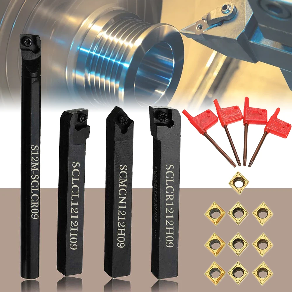 

Lathe Boring Bar Turning Tool Holder Set Carbide Inserts Power Tool Accessories