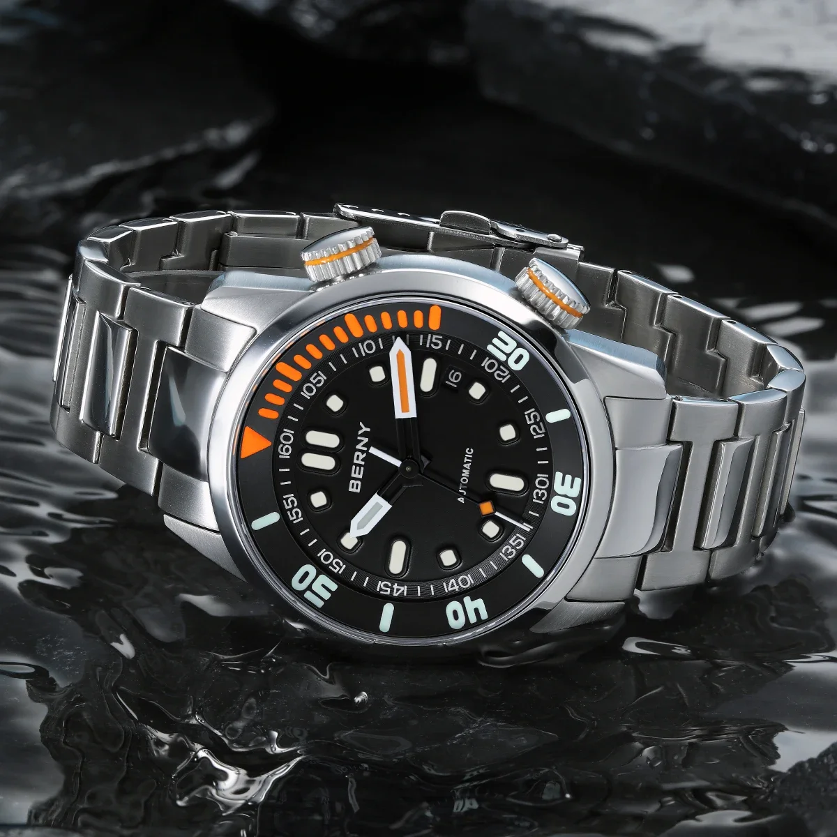 BERNY 20Bar Diver Automatic Watch For Men Miyota 8215 Super Luminous Sapphire Swim Sport Mechanical Self Winding Men Wristwatch