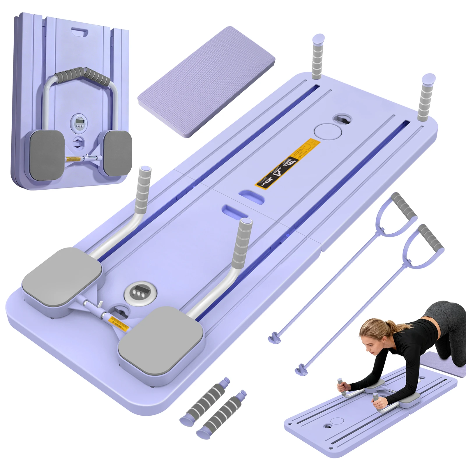 Pilates-Board Fitness-Liegestützboard Allround-Fitness-Board Muskeltrainingsgerät mit EVA-Ellbogenstützen und Schaumstoffgriffen – Detail 14