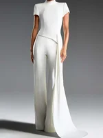 Carla Stand Collar Short Sleeve Long Pant Set 2