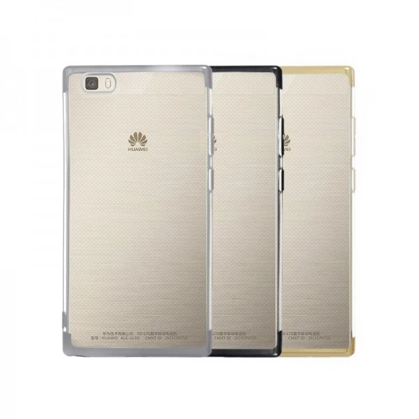 Silicona Huawei P8 Lite Gel Transparente Con El Borde Metalizado 4 Colores|Fundas antigolpes para teléfono| - AliExpress