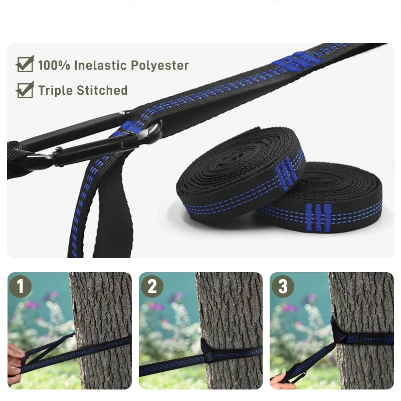 260x140cm Outdoor Double Camping Hammock with Mosquito Net and Rain Fly Tarp Lightweight Parachute Hammocks for Travel Hiking 5
