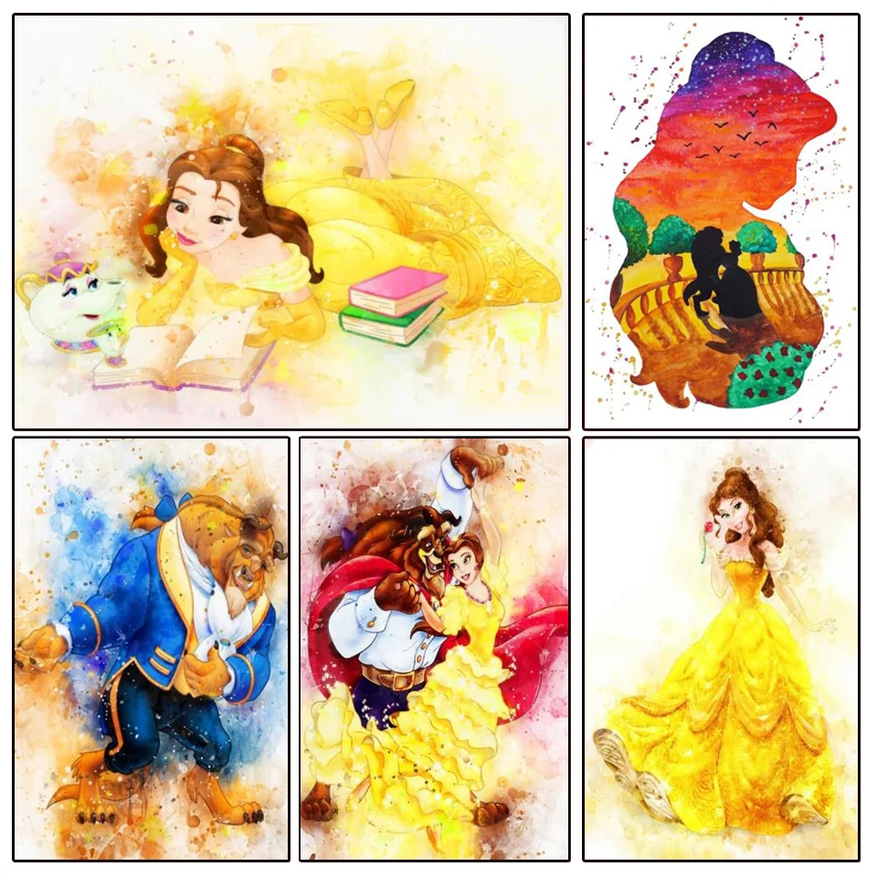 Pittura Diamante Disney Beauty And The Beast Ricamo Punto Croce 5D Fai Da Te Diamante Mosaico Decorazione Soggiorno
