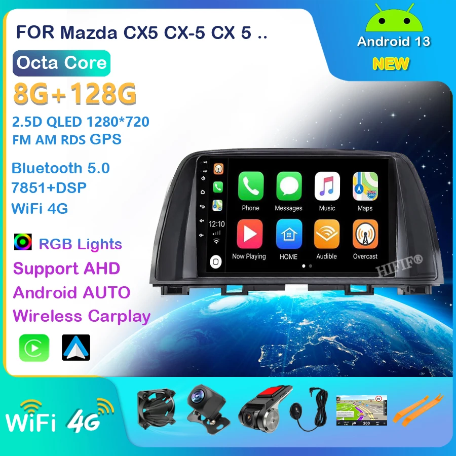 

Автомобильный видеоплеер Android 13 для Mazda CX5 CX-5 CX 5 2012-2015, автомобильное радио, мультимедийная навигация GPS WIFI IPS DSP 2din BT FM
