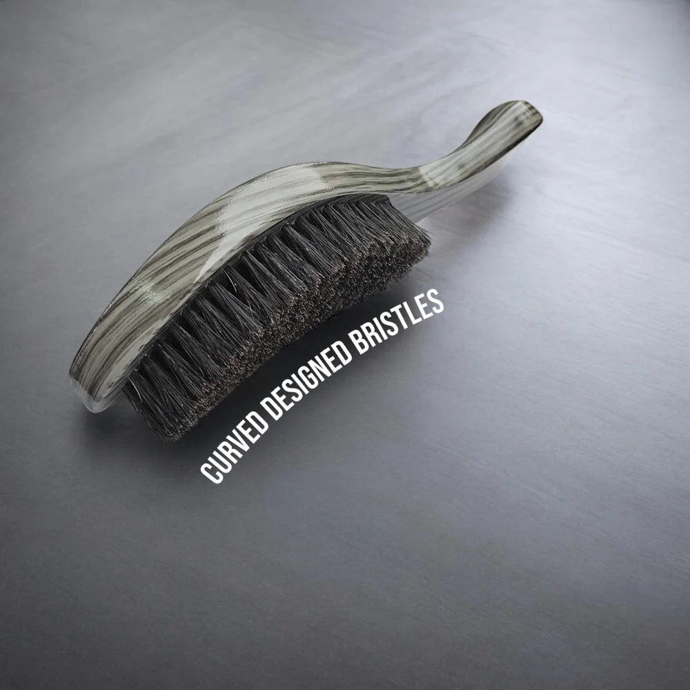 Gracemen 360 Wave Brush for Man Curved Hair Brush Medium Stiffness Gray Color Beard Hair Brush for Afro Gentlemen 6